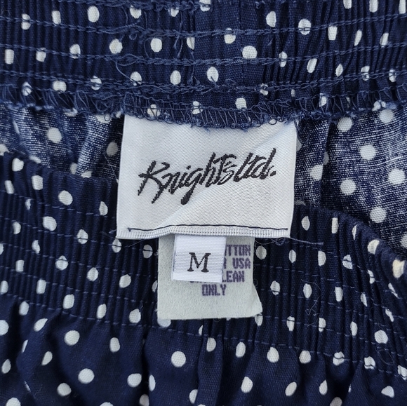 Knight's Ltd Polka Dot High Waisted Cotton Pants Blue & White Medium - Picture 3 of 12